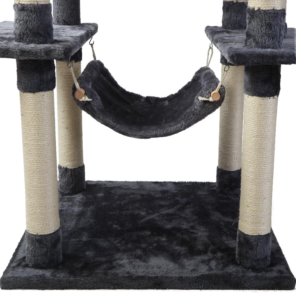 i.Pet Cat Tree 184cm featuring multiple levels, sisal scratching posts, plush surfaces, and hanging toys for cats.
