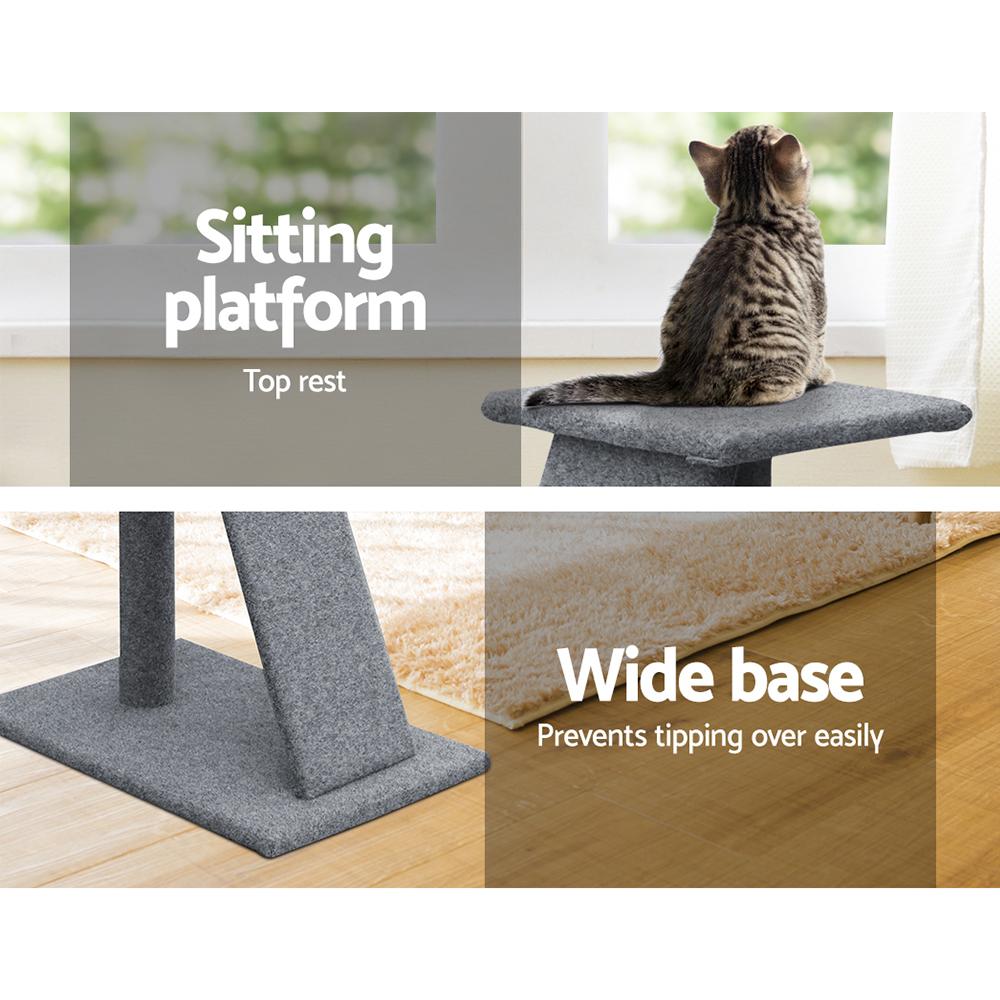 i.Pet Cat Tree 82cm tall with scratching posts, soft linen cover, and dual-level design for cats to play and relax.