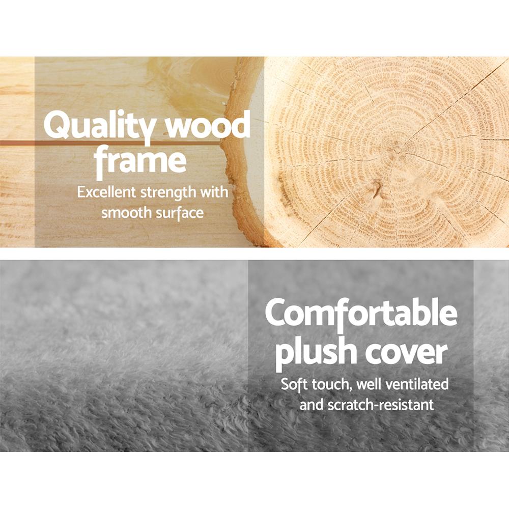 i.Pet Cat Tree 82cm tall with scratching posts, soft linen cover, and dual-level design for cats to play and relax.