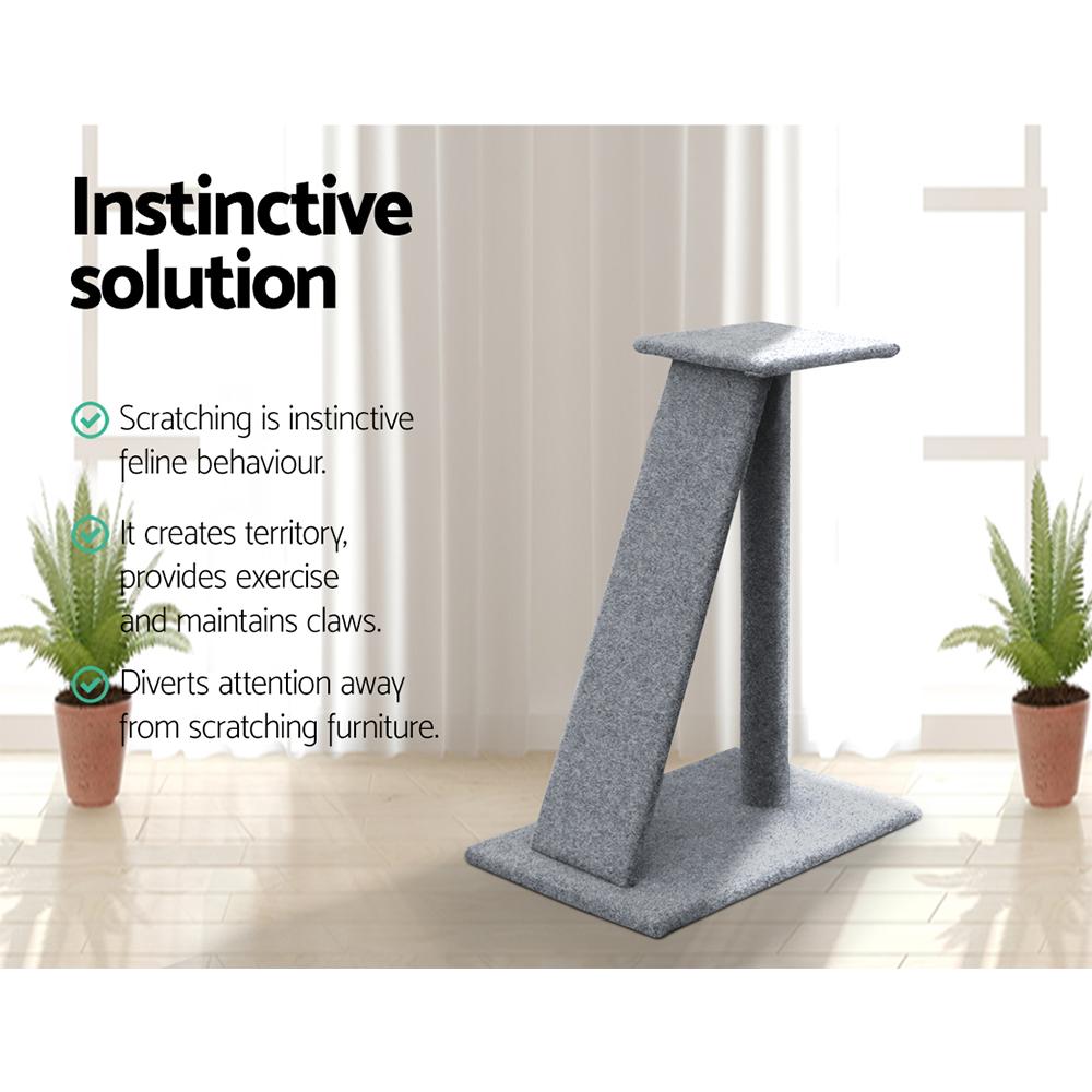 i.Pet Cat Tree 82cm tall with scratching posts, soft linen cover, and dual-level design for cats to play and relax.