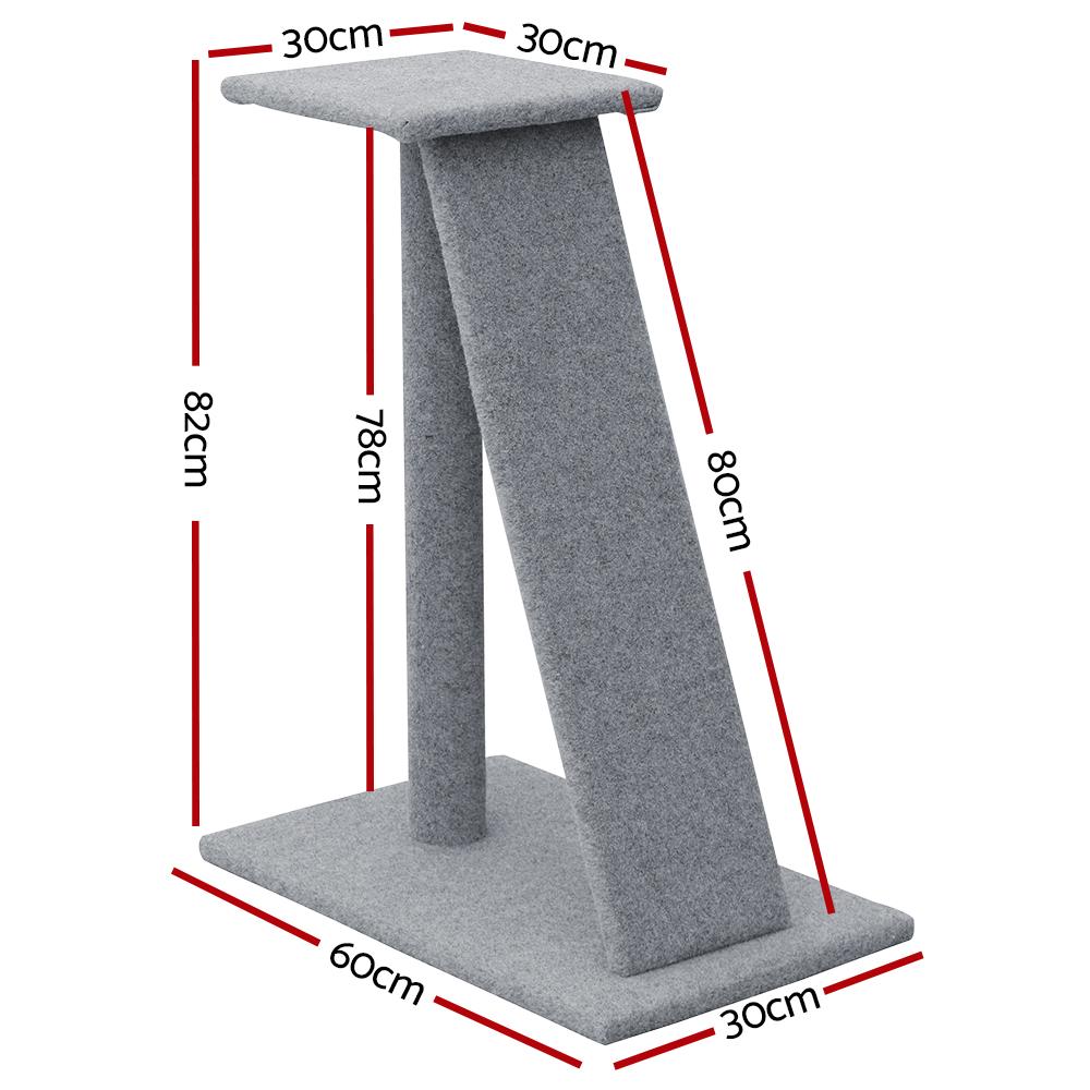 i.Pet Cat Tree 82cm tall with scratching posts, soft linen cover, and dual-level design for cats to play and relax.