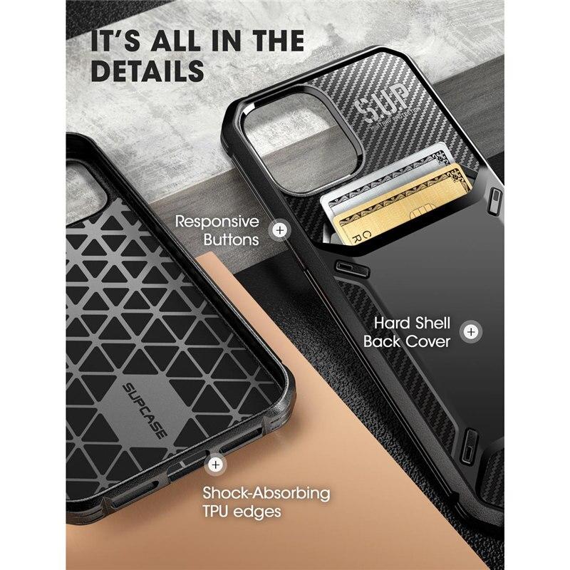 UB Vault Slim Case for iPhone 12 and 12 Pro, featuring a built-in card holder in a sleek black design.