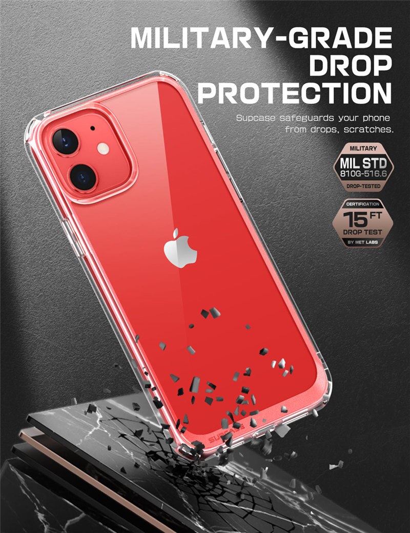 iPhone 12 Mini Case 5.4 inch in clear design with colorful TPU bumper, showcasing its slim and stylish profile.