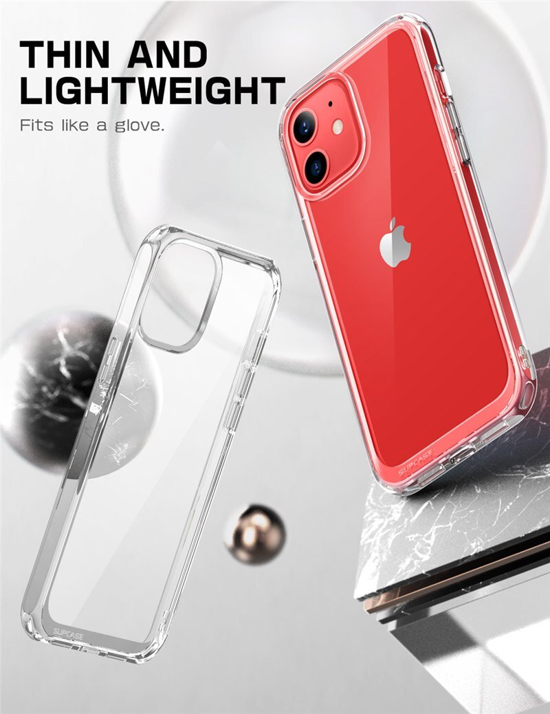iPhone 12 Mini Case 5.4 inch in clear design with colorful TPU bumper, showcasing its slim and stylish profile.