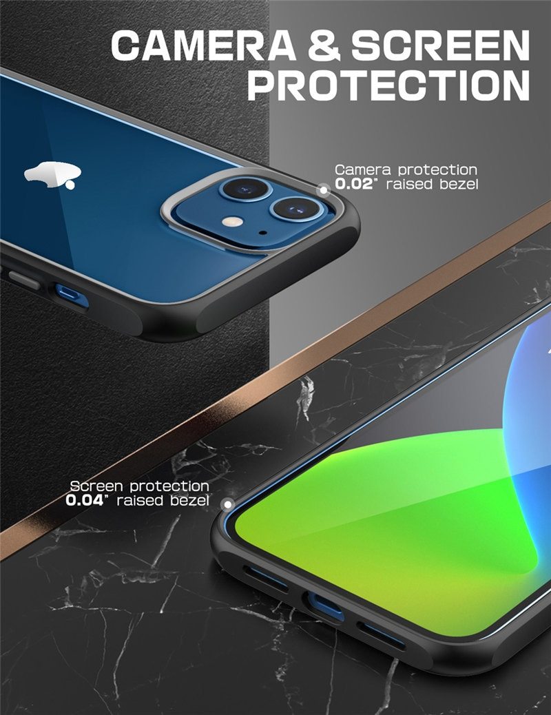 iPhone 12 Mini Case 5.4 inch in clear design with colorful TPU bumper, showcasing its slim and stylish profile.