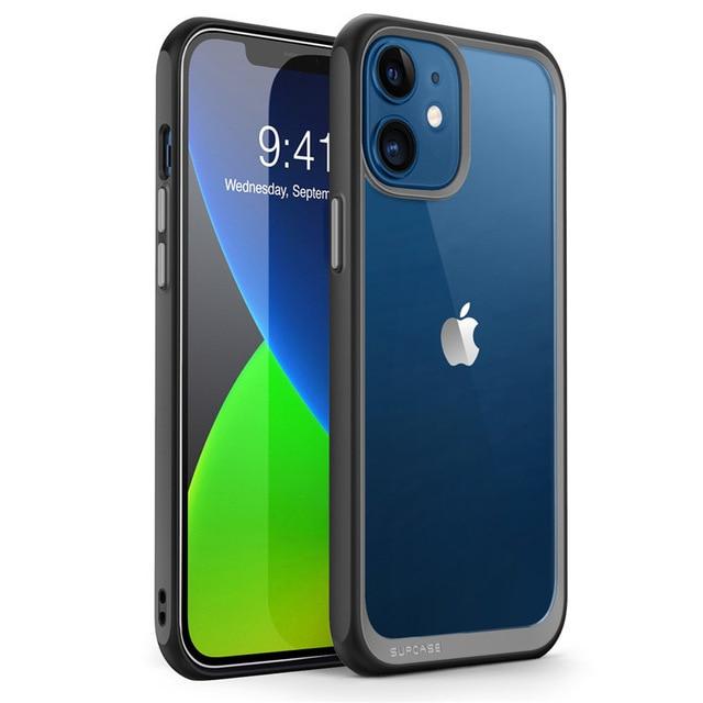 iPhone 12 Mini Case 5.4 inch in clear design with colorful TPU bumper, showcasing its slim and stylish profile.