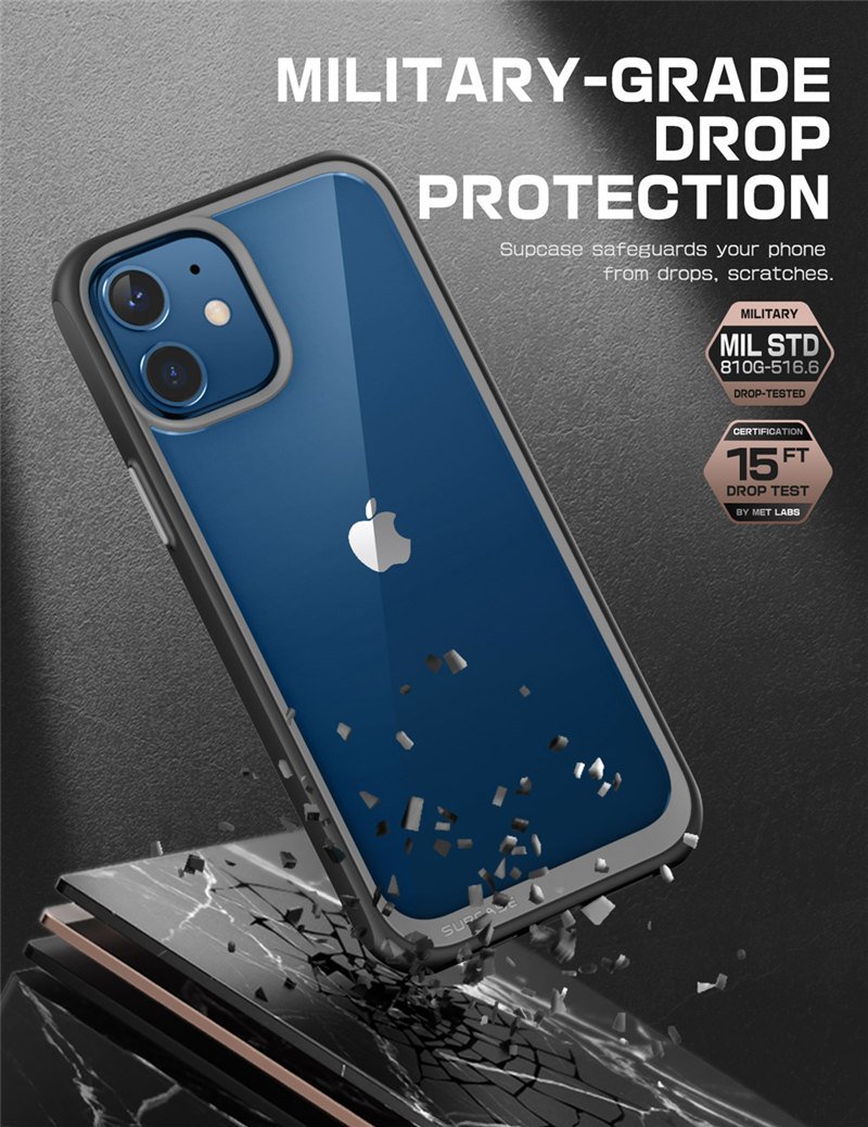 iPhone 12 Mini Case 5.4 inch in clear design with colorful TPU bumper, showcasing its slim and stylish profile.