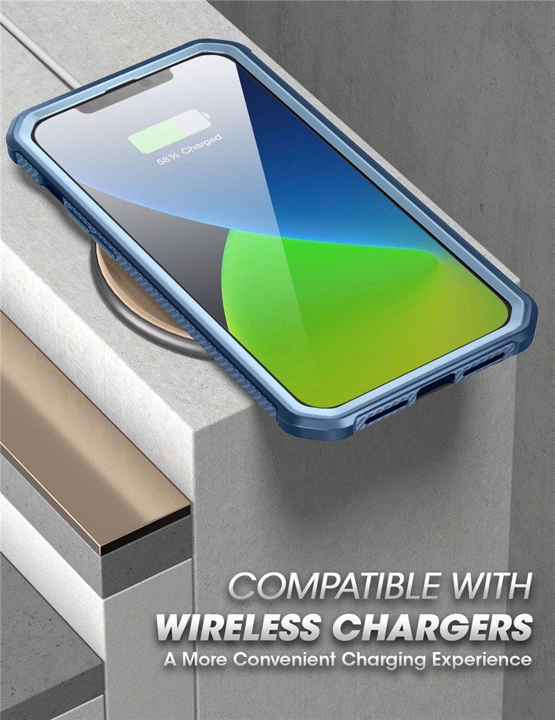 UB EXO Pro Hybrid Clear Case for iPhone 12 Pro Max, showcasing its clear bumper design and built-in screen protector.