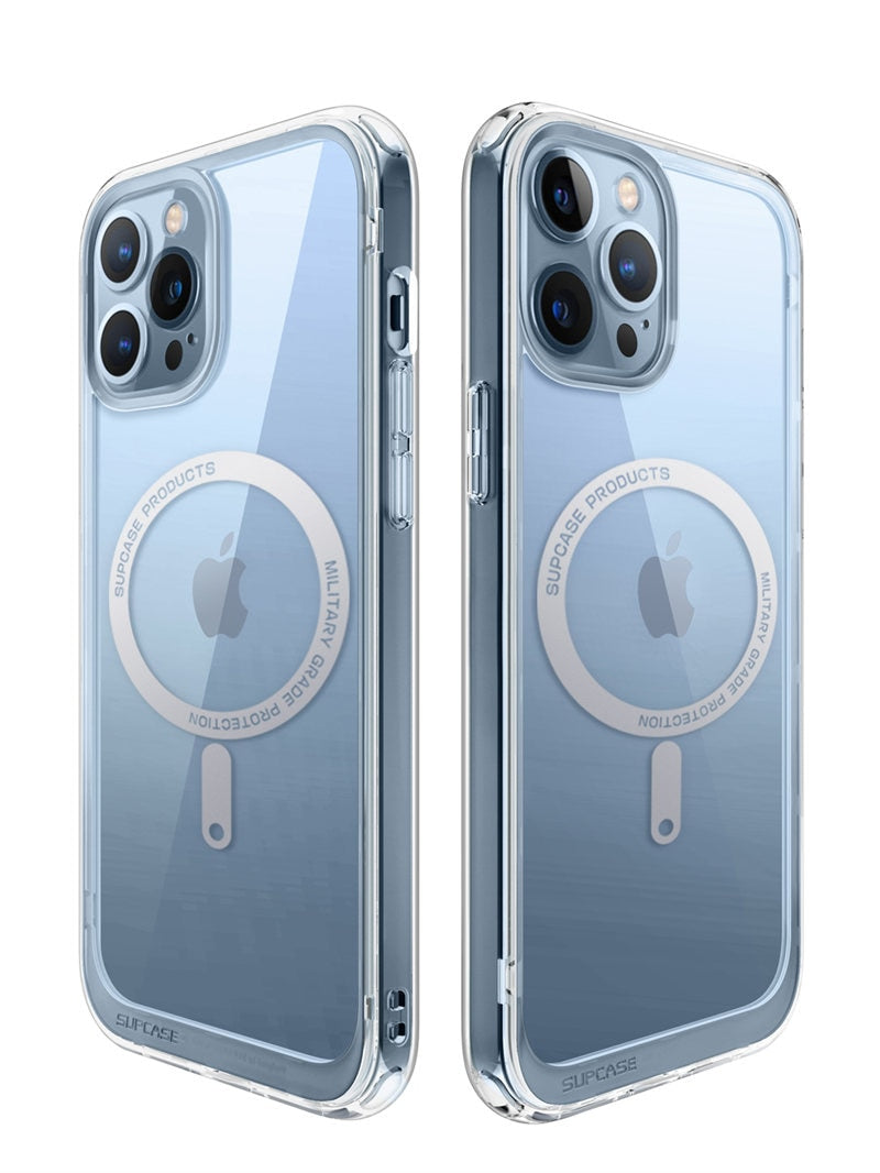 IPhone 13 Pro Case 6.1 inch UB Mag Series Premium Hybrid with clear back and colorful TPU bumper, showcasing its slim design.