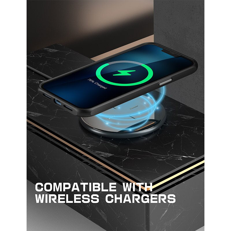 IPhone 13 Pro Case 6.1 inch UB Mag Series Premium Hybrid with clear back and colorful TPU bumper, showcasing its slim design.