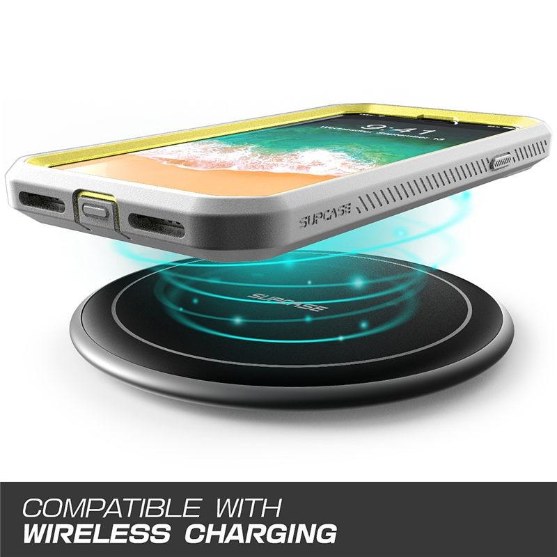 iPhone XR UB Pro Full-Body Rugged Holster Case in various colors with built-in screen protector and kickstand.