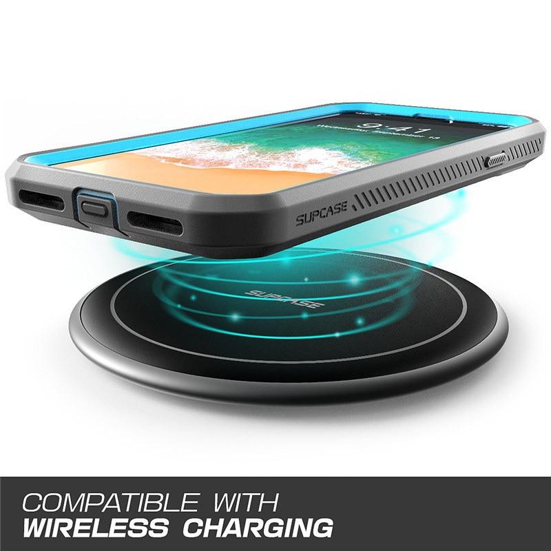 iPhone XR UB Pro Full-Body Rugged Holster Case in various colors with built-in screen protector and kickstand.