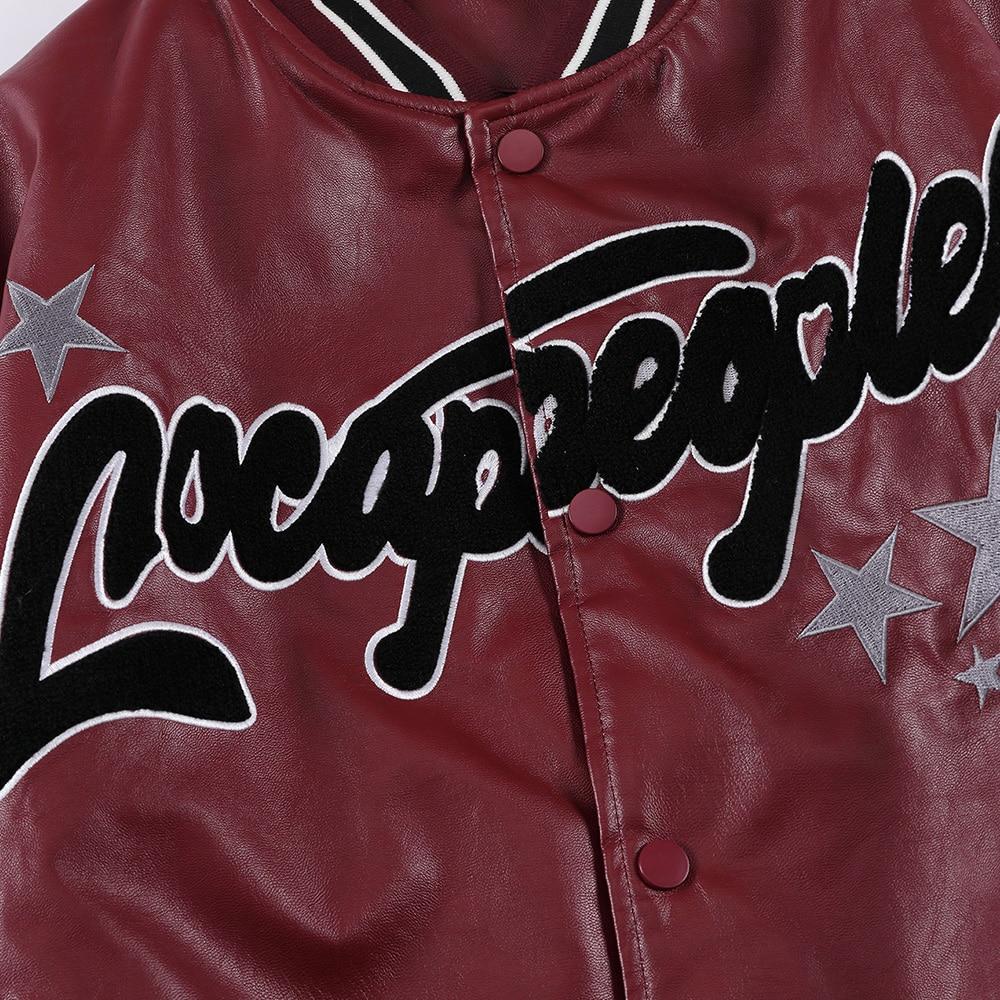 Men's oversized bomber jacket featuring furry letter star design, perfect for couples and casual outings.