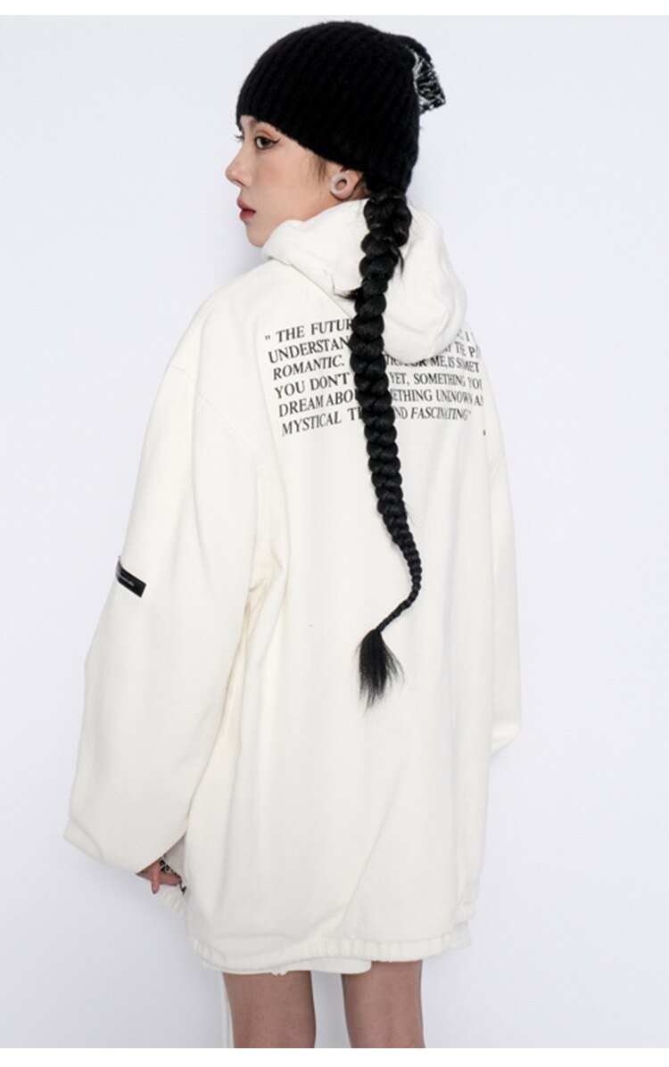 Men's hipster portrait turn-down coat in punk fashion style, featuring an oversized fit and cartoon pattern, perfect for streetwear.