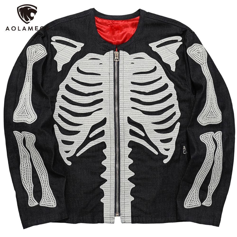 Men's Gothic style jacket featuring a horror skull design with zipper closure, perfect for casual streetwear.