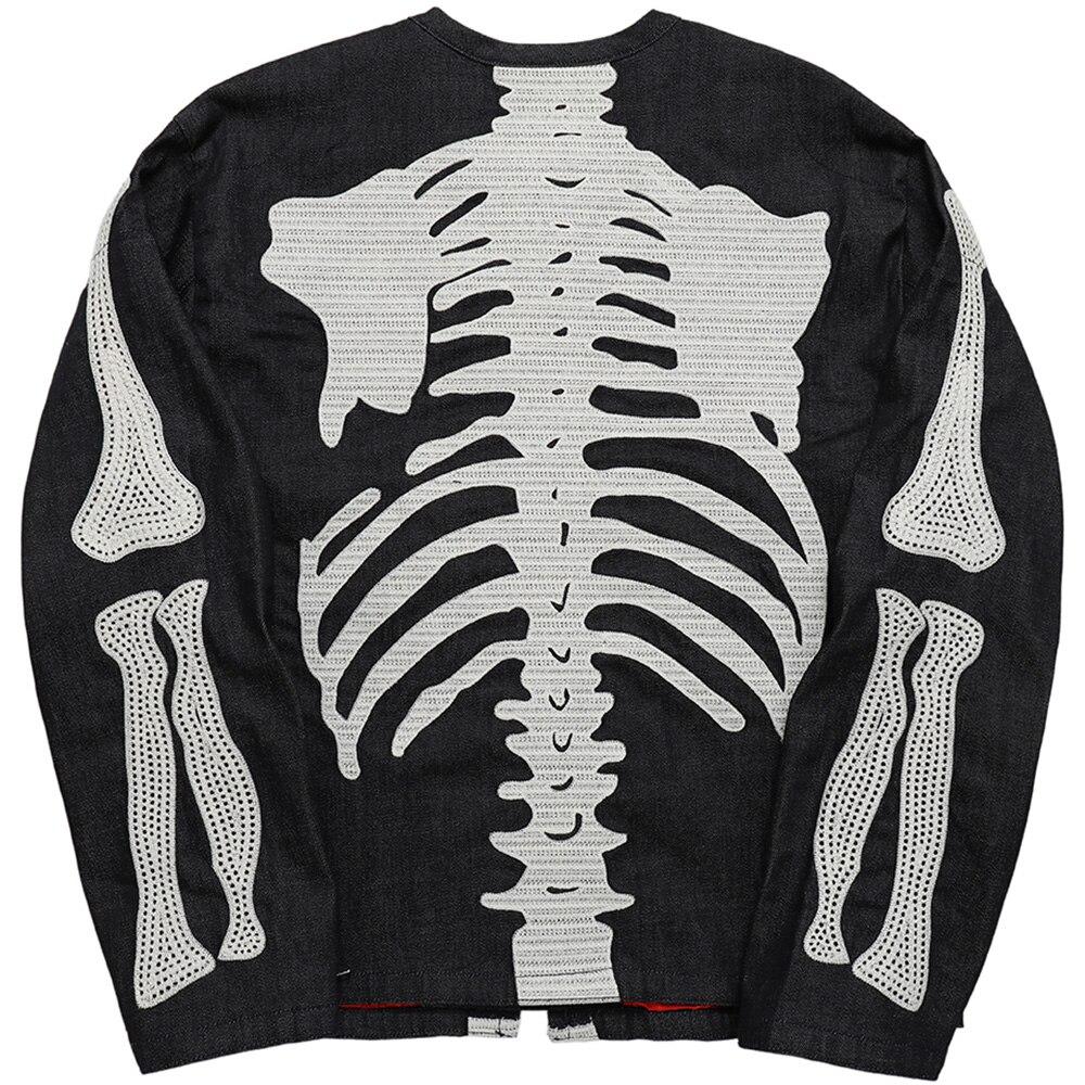 Men's Gothic style jacket featuring a horror skull design with zipper closure, perfect for casual streetwear.