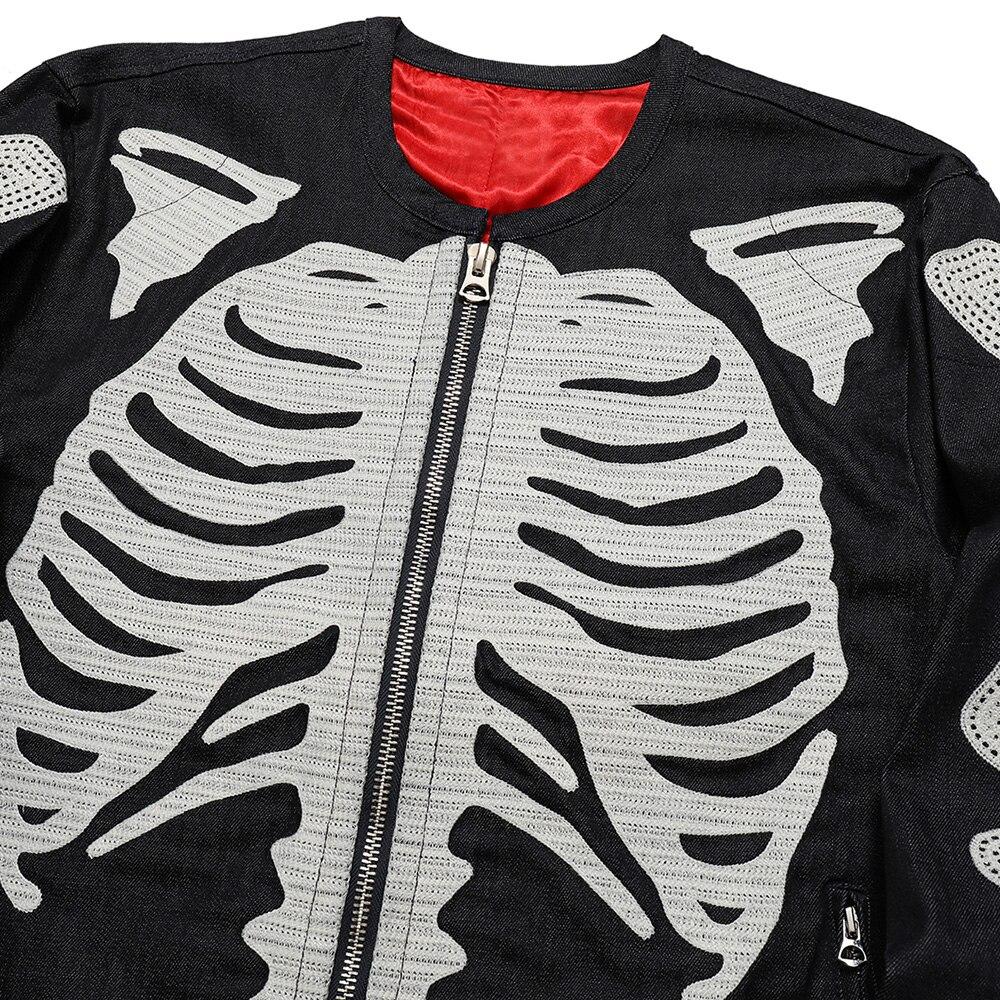 Men's Gothic style jacket featuring a horror skull design with zipper closure, perfect for casual streetwear.
