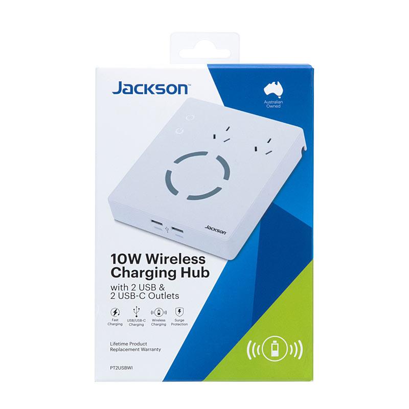 JACKSON Wireless Charging Hub with multiple charging ports and sleek design, ideal for fast charging various devices.