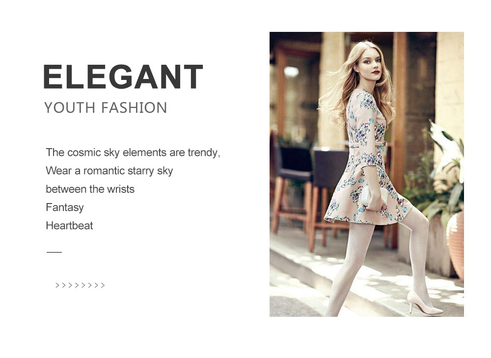 Golden ladies wristwatch featuring a stainless steel mesh band and Japan quartz movement, showcasing a stylish design with a starry night face.