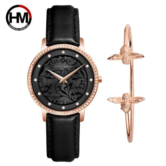 Japan Quartz Waterproof Sculpture Emboss White Flower bracelet watch for women, featuring a white flower design, stainless steel band, and elegant round case.