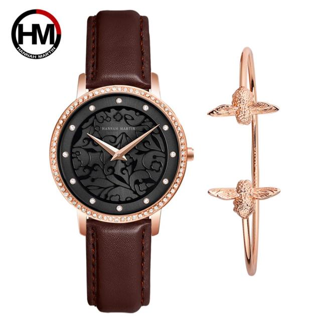 Japan Quartz Waterproof Sculpture Emboss White Flower bracelet watch for women, featuring a white flower design, stainless steel band, and elegant round case.
