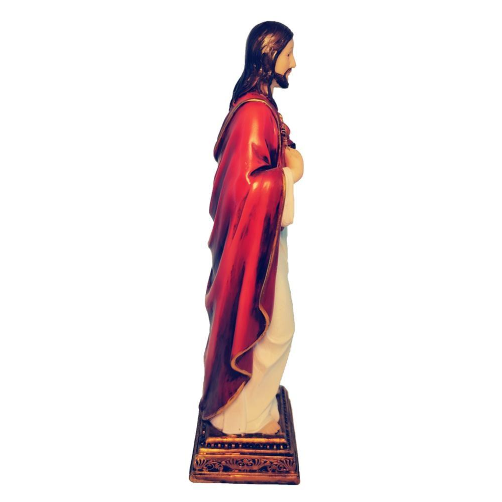 Detailed Jesus Statue Sacred Heart Figure made of resin, showcasing intricate features and a serene expression, perfect for religious decor.