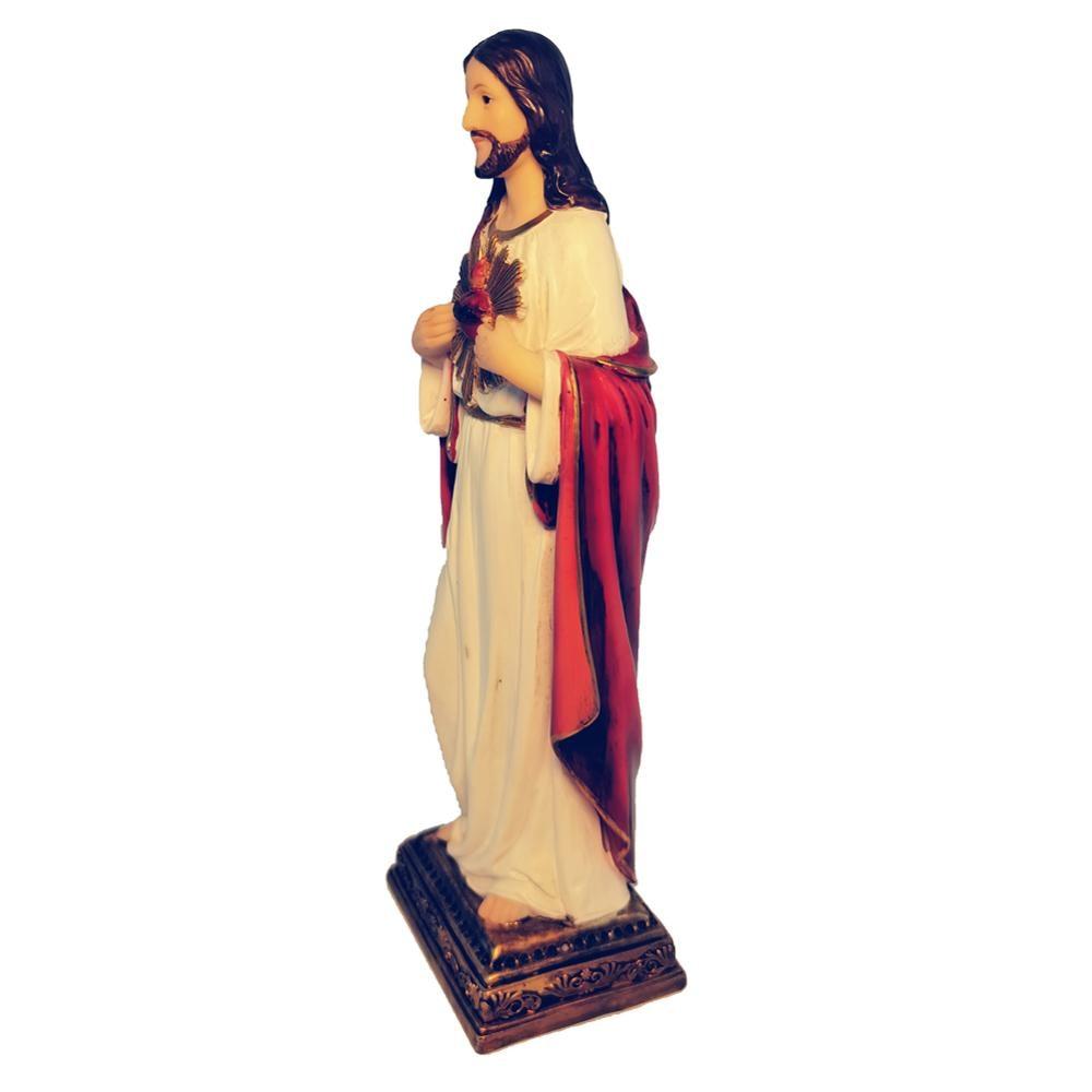 Detailed Jesus Statue Sacred Heart Figure made of resin, showcasing intricate features and a serene expression, perfect for religious decor.