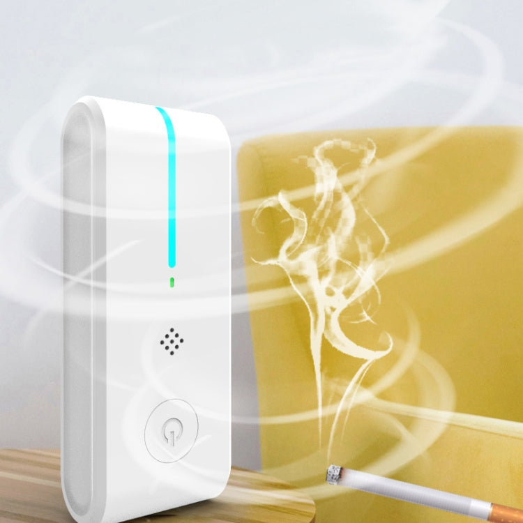 JHQ-12S Negative Ion Air Purifier in a modern room setting, showcasing its compact design and soft night light feature.