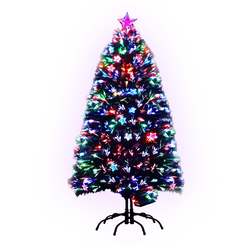 Jingle Jollys 1.5M LED Christmas Tree with colorful optic-fibre stars and a bright LED top star, showcasing a lush and realistic appearance.