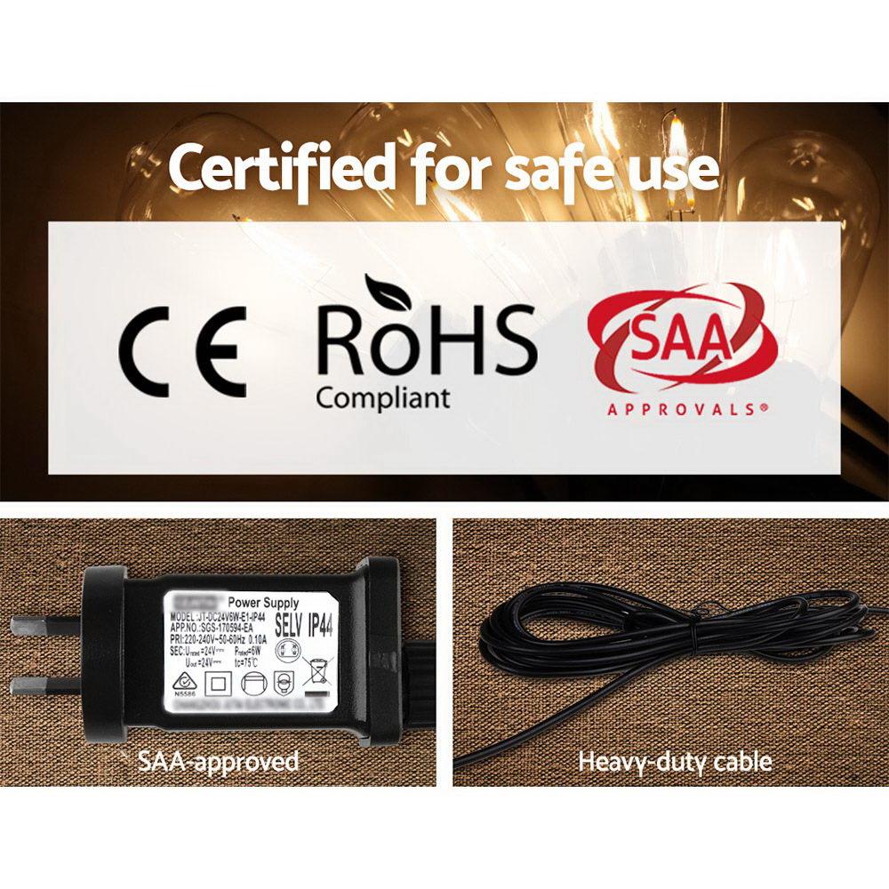 Jingle Jollys 41m LED Festoon String Lights with 40 bulbs, perfect for weddings and outdoor events, showcasing a warm glow.