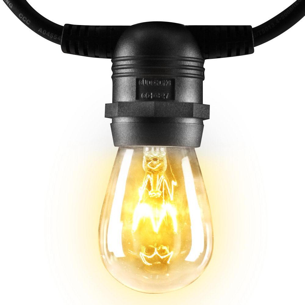 Jingle Jollys 56m Festoon String Lights with warm glowing bulbs, perfect for outdoor and indoor celebrations.