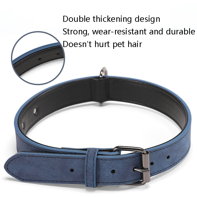 JINMAOHOU Dogs Double-Layer Leather Collar in size L, made of soft microfiber leather, featuring a durable D ring buckle and adjustable design.