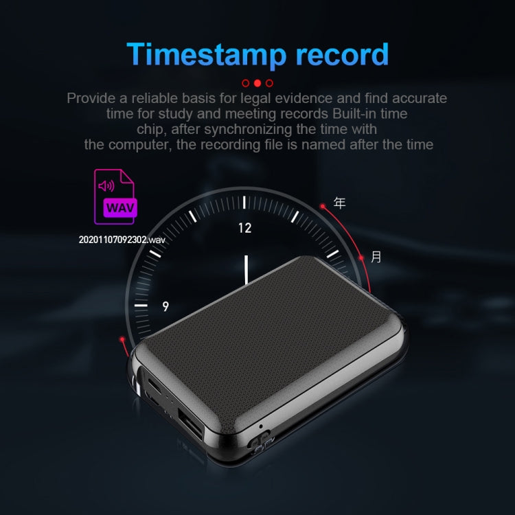 JNN Q75 Magnetic Power Bank Smart Voice Recorder in black, showcasing its compact design and built-in memory.