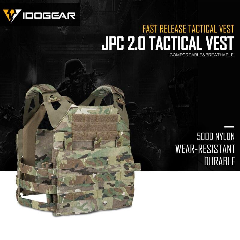 JPC 2.0 Tactical Vest in Multicam color, showcasing MOLLE webbing and adjustable straps for a secure fit.