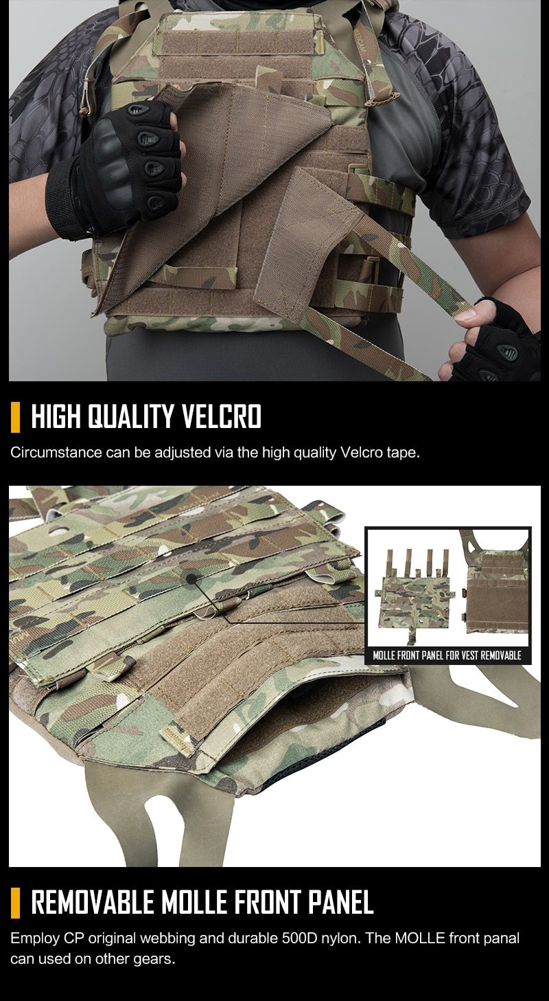 JPC 2.0 Tactical Vest in Multicam color, showcasing MOLLE webbing and adjustable straps for a secure fit.