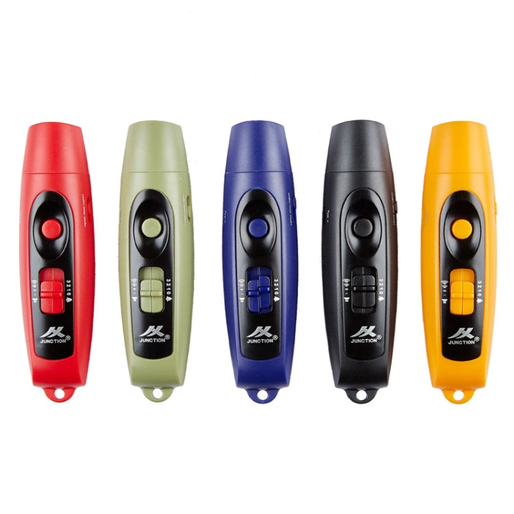 JUNCTION USB Charging High Decibel Traffic Command whistle with adjustable volume and built-in flashlight, ideal for outdoor training and emergencies.