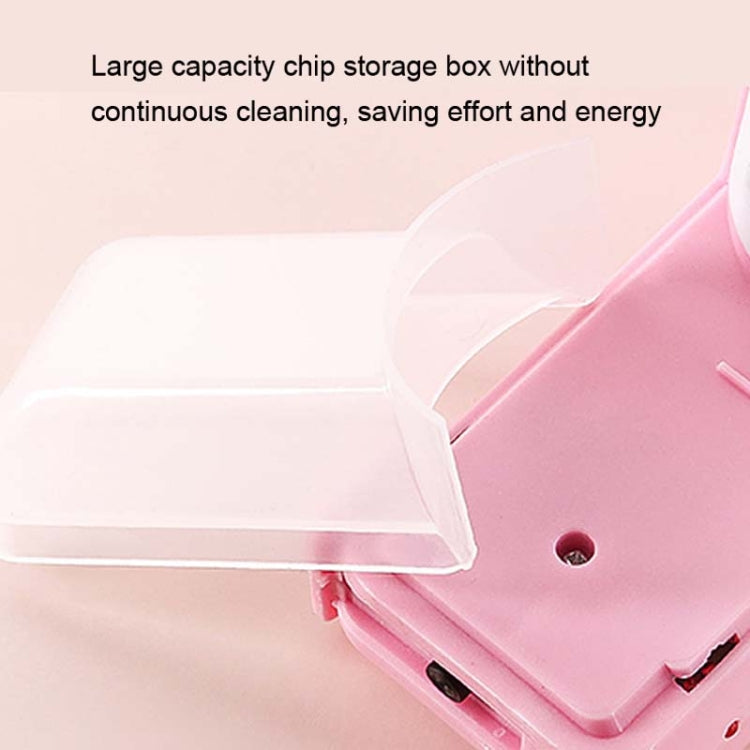 Pink chip storage box with lid.