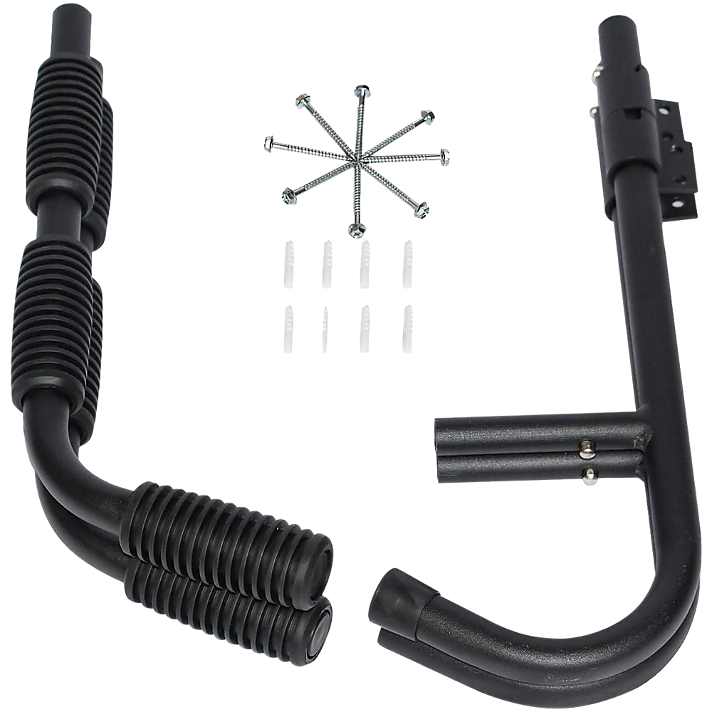 Kayak Canoe Wall-Mounted Rack with sturdy metal construction and swivel design for space-saving storage.