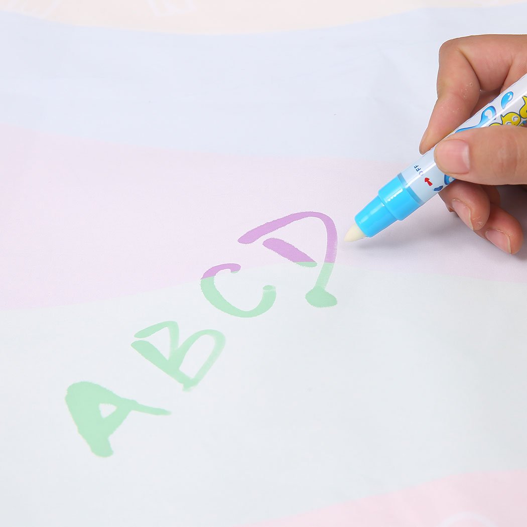 Kid Drawing Mat Large Aqua Doodle Water Painting Board with colorful designs and magic pens for creative play.