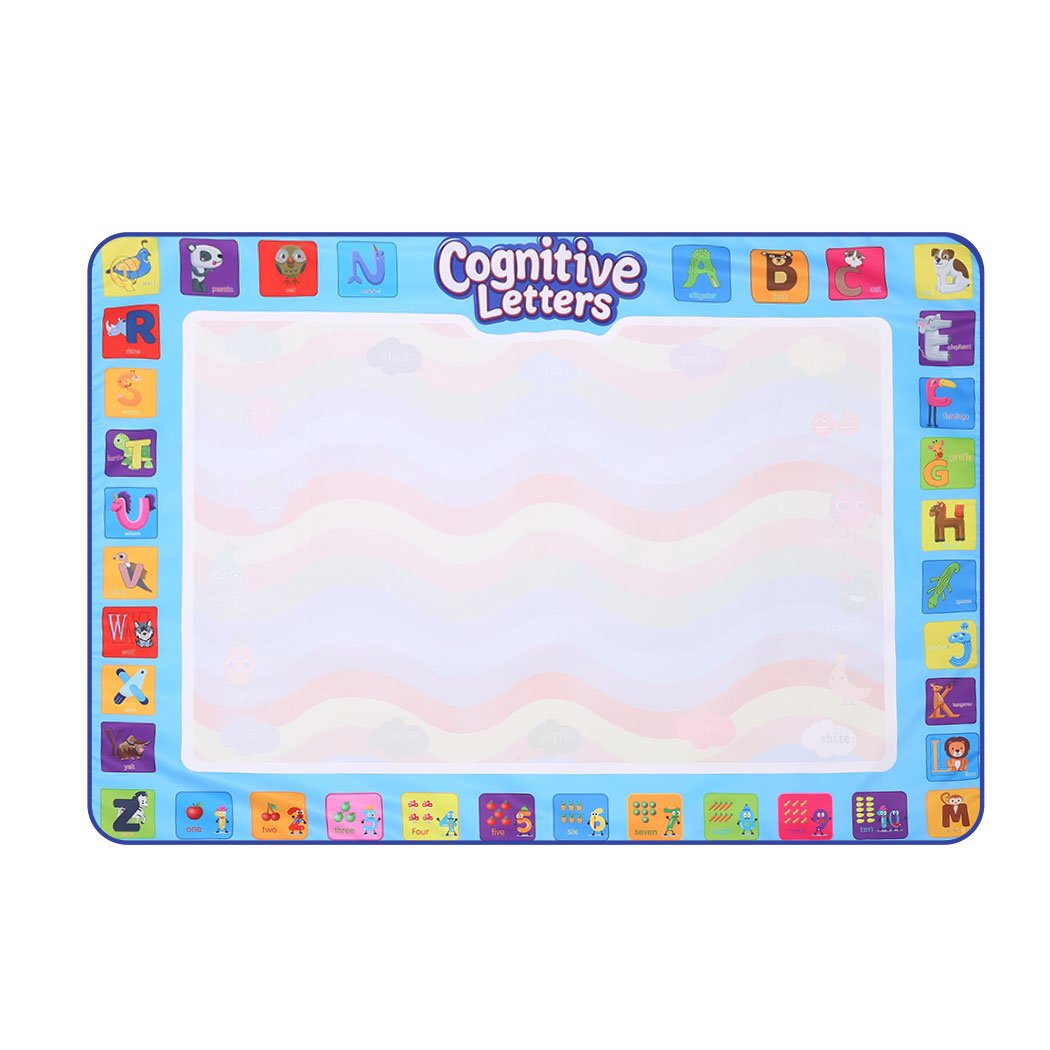 Kids Drawing Mat Aqua Doodle Board featuring colorful designs, magic pens, and drawing templates for creative water painting fun.