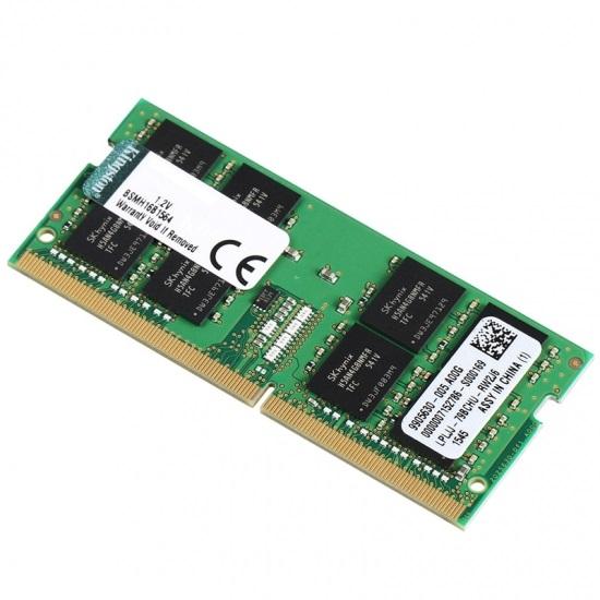 Kingston 4GB DDR4 SODIMM memory module with gold contacts and specifications.