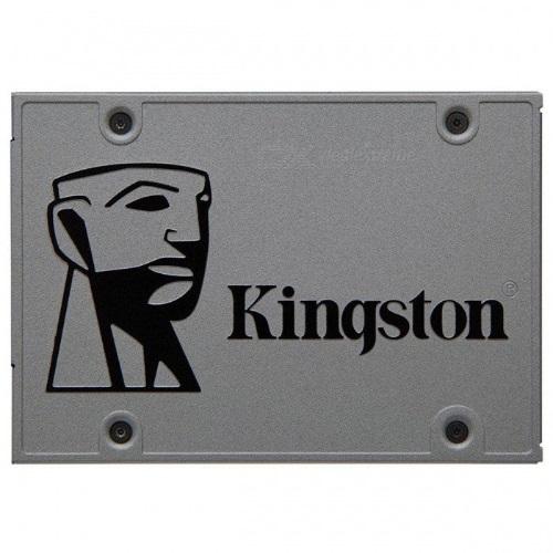 Kingston A400 120GB 2.5' SATA3 SSD showcasing its sleek design and compact size.