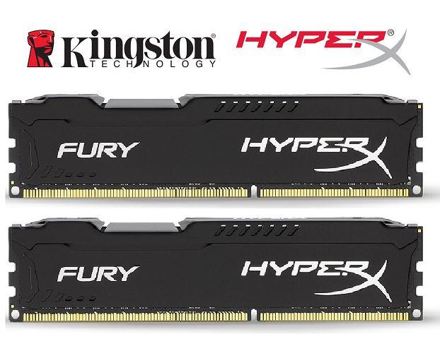 KINGSTON HyperX Fury 8GB DDR4 memory kit with two 4GB modules, featuring a sleek heatsink design for efficient cooling.