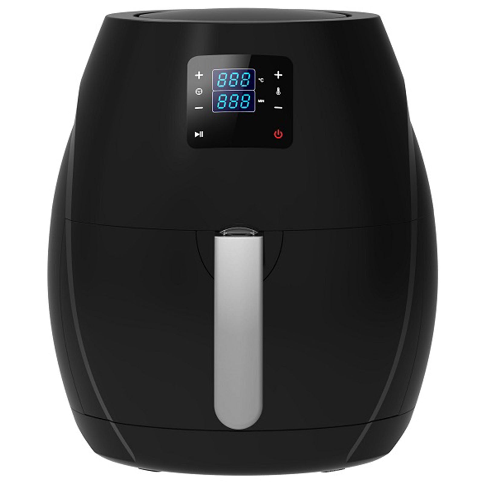 Kitchen Couture 7L Digital Air Fryer in sleek black design with a futuristic touch screen, perfect for healthy oil-free cooking.