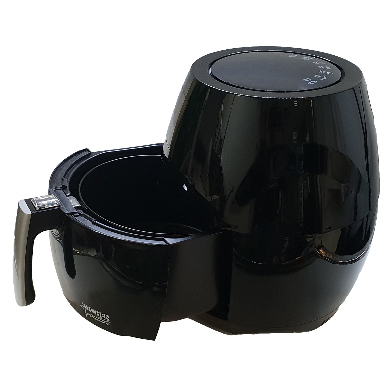 Kitchen Couture 7L Digital Air Fryer in sleek black design with a futuristic touch screen, perfect for healthy oil-free cooking.