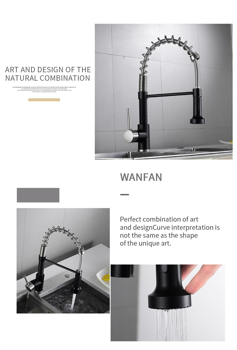 Brushed nickel kitchen faucet with pull-down spray head, showcasing a sleek and modern design suitable for any kitchen decor.