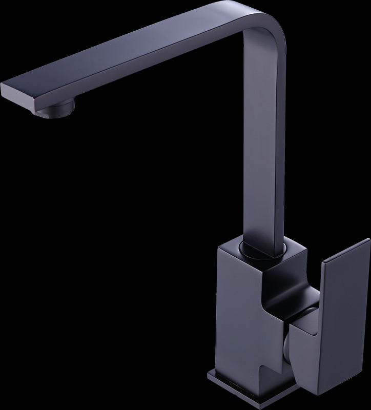 Della Francesca Kitchen Mixer Tap Faucet with L-neck design in matte black finish, showcasing its elegant and modern look.