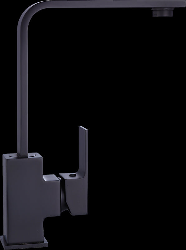 Della Francesca Kitchen Mixer Tap Faucet with L-neck design in matte black finish, showcasing its elegant and modern look.