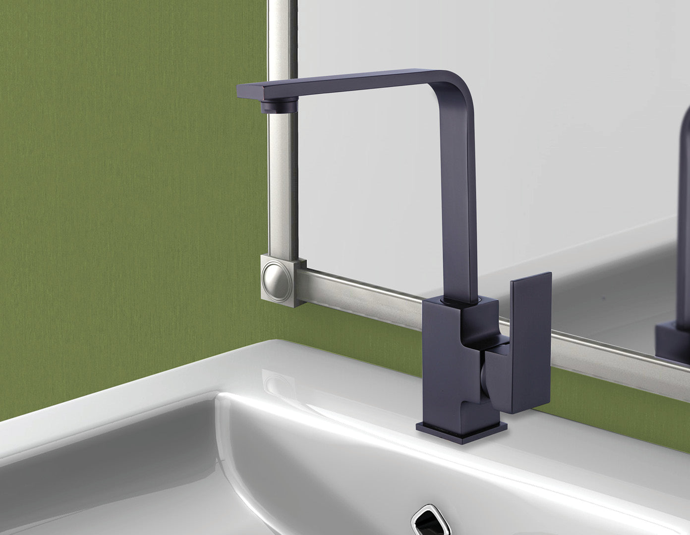 Della Francesca Kitchen Mixer Tap Faucet with L-neck design in matte black finish, showcasing its elegant and modern look.