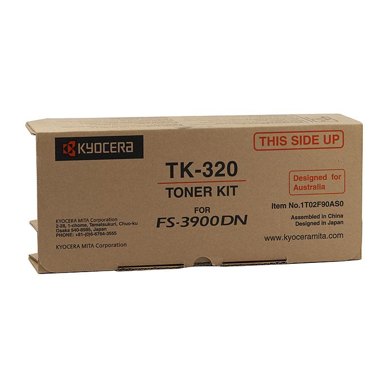 KYOCERA TK320 Toner Kit, a black toner cartridge designed for high-quality printing, yielding 15,000 pages, compatible with FS3900DN and FS4000DN printers.